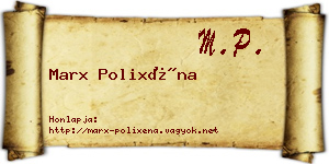 Marx Polixéna névjegykártya